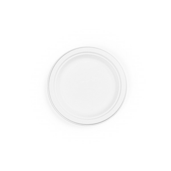 I-P006 Vegware White 6-inch Compostable Bagasse Dessert Plates